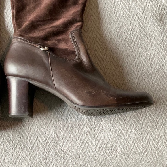 Talbots Suede Drk Brown Leather Heel Boots Size 7.5B. - Picture 4 of 16